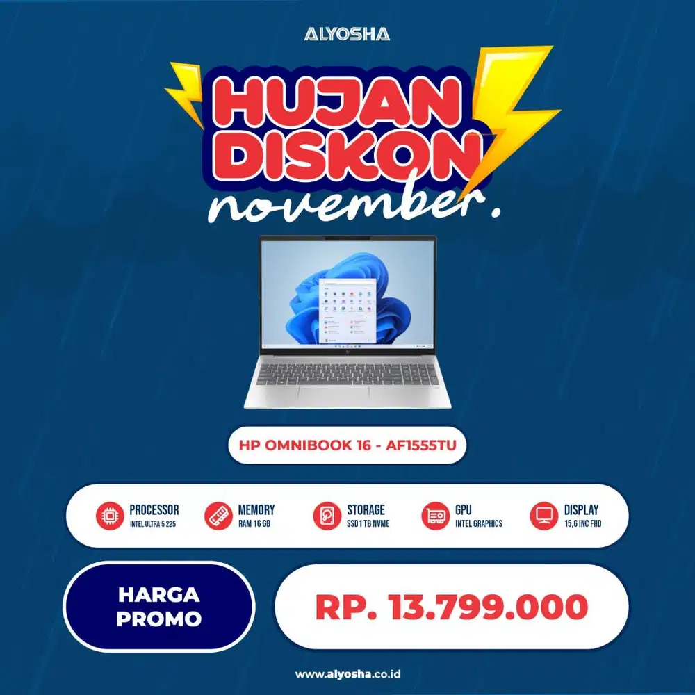 HP Omnibook 5 AI 16 AF1555TU Intel Core Ultra 5 225U 16GB SSD 1TB 16″