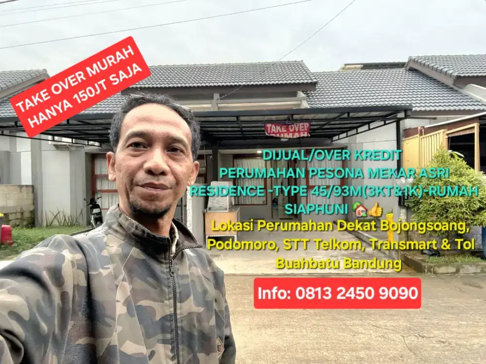 Dijual/Over Kredit Perumahan Pesona Mekar Asri Residence 1,5Lt