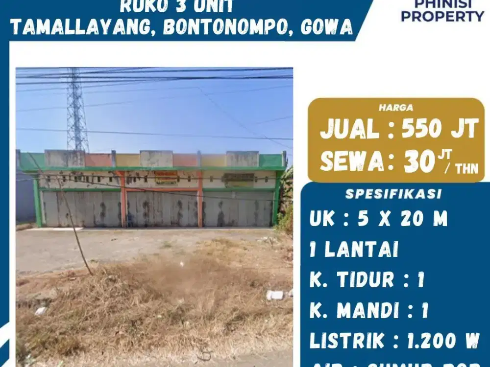 DIJUAL Ruko Murah di Tamalayyang Bontonompo Gowa