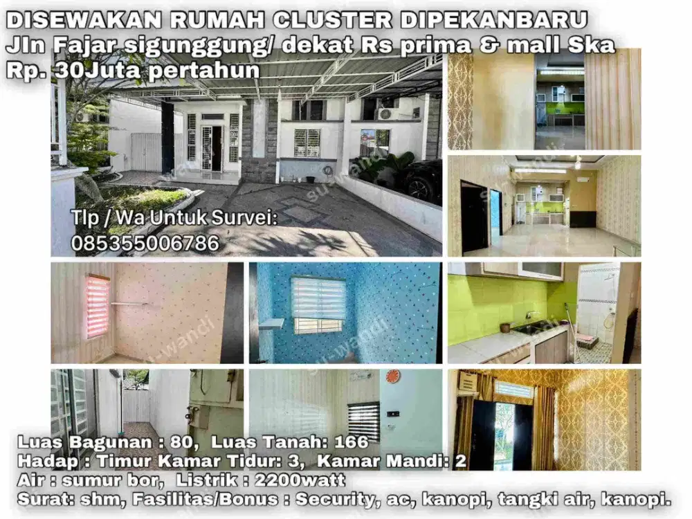 disewakan rumah cluster jl.fajar sigunggung