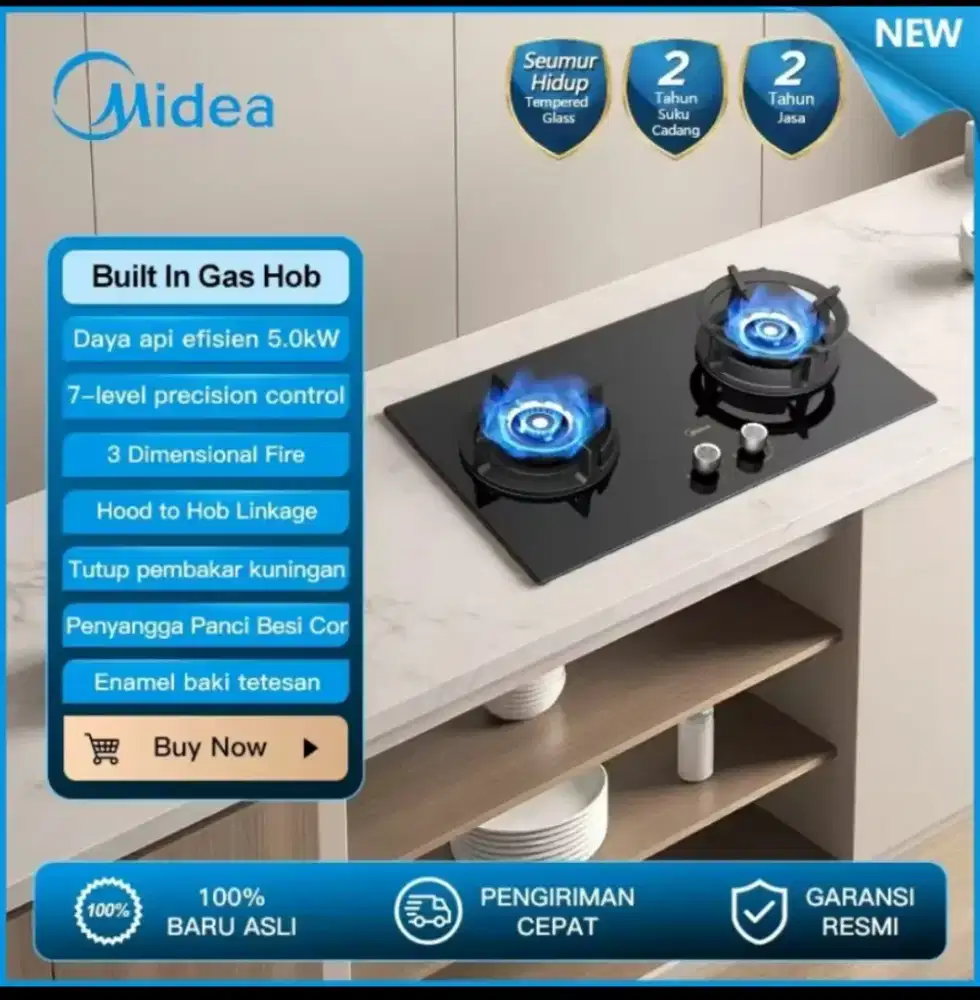 MIDEA KOMPOR TANAM GENIUS - BUILT IN HOB - MGH-Q7611G-ID