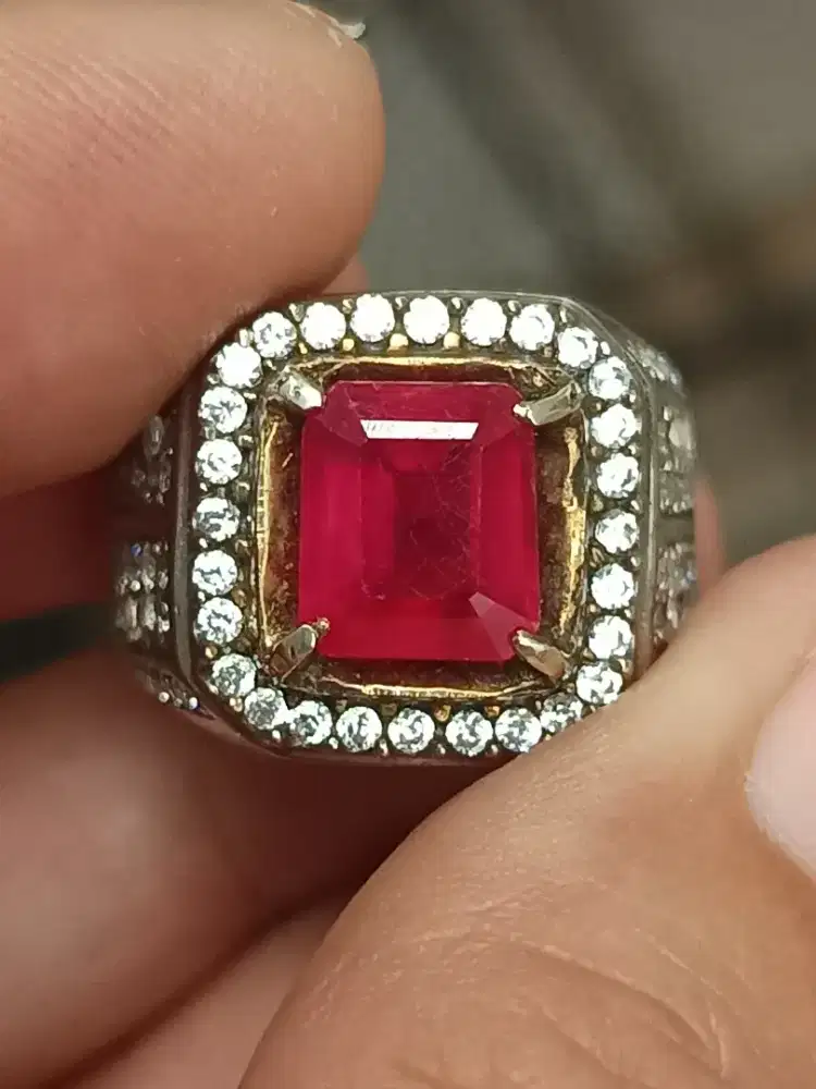 Batu Ruby Mozambique 4.47 crat ring perak memo MGL