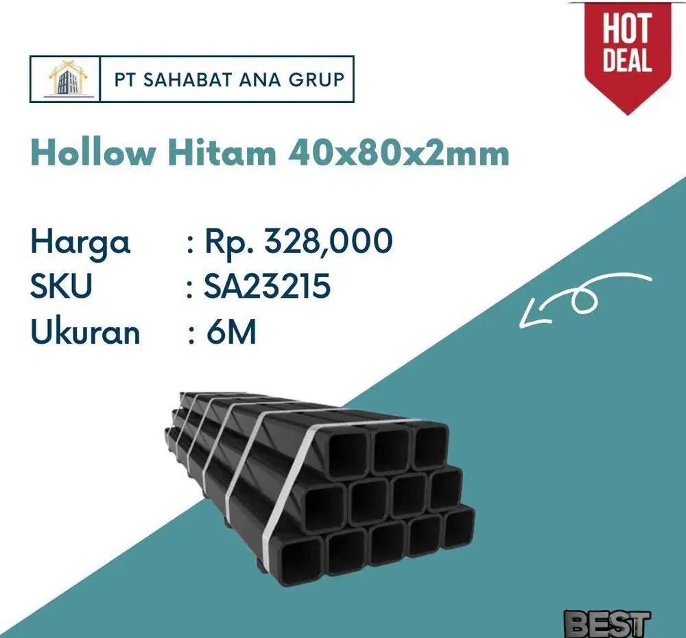 Hollow Hitam 40x80x2mm