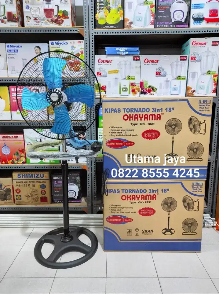 KIPAS ANGIN BESI 3IN1 18INCH OKAYAMA (BARU)