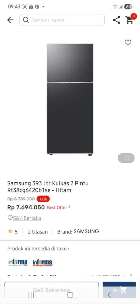 Kulkas samsung 2 pintu