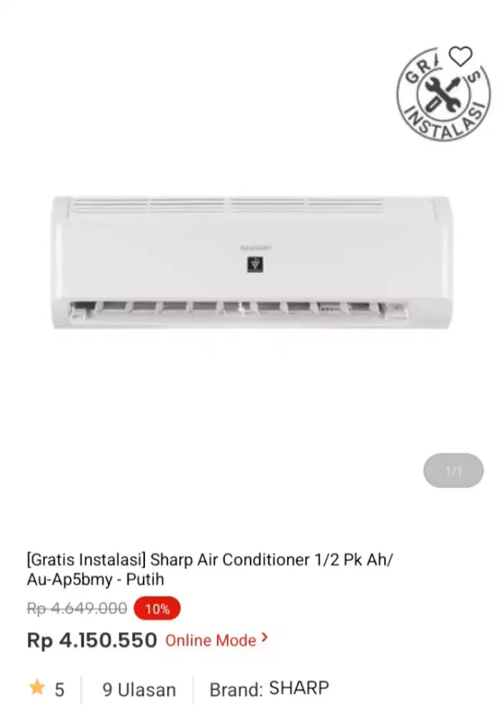 PROMO KREDIT SHARP AC 1/2PK
