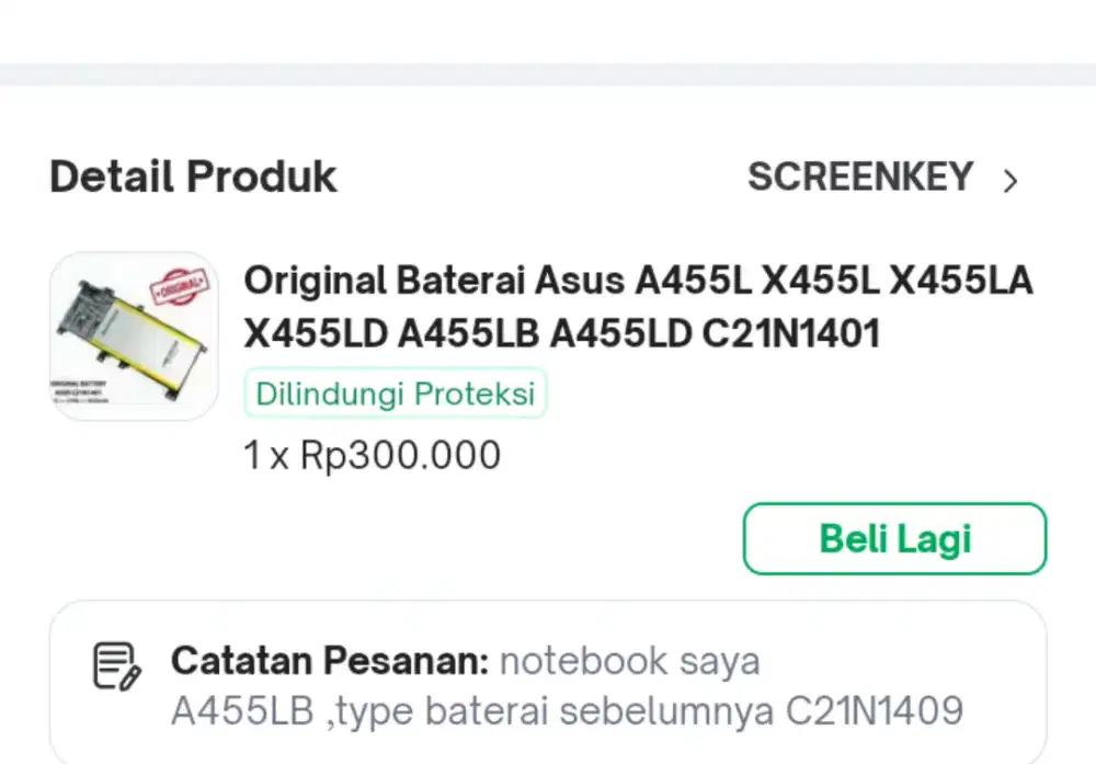 Baterai asus  x455l sn: C21N1401
