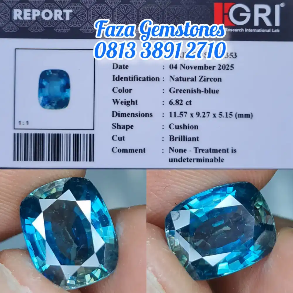 Natural Blue Zircon, Eye Clean, Very Glass & Christal, Full Luster