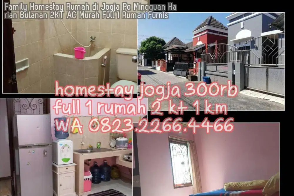 Family Homestay Rumah di Jogja Po Mingguan Harian Bulanan 2KT AC Murah