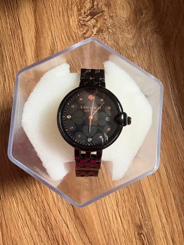 Preloved jam tangan wanita kate spade hitam stainless