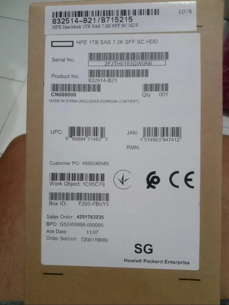 Harddisk 1TB SAS 7.2k SFF SCHDD 832514-B21