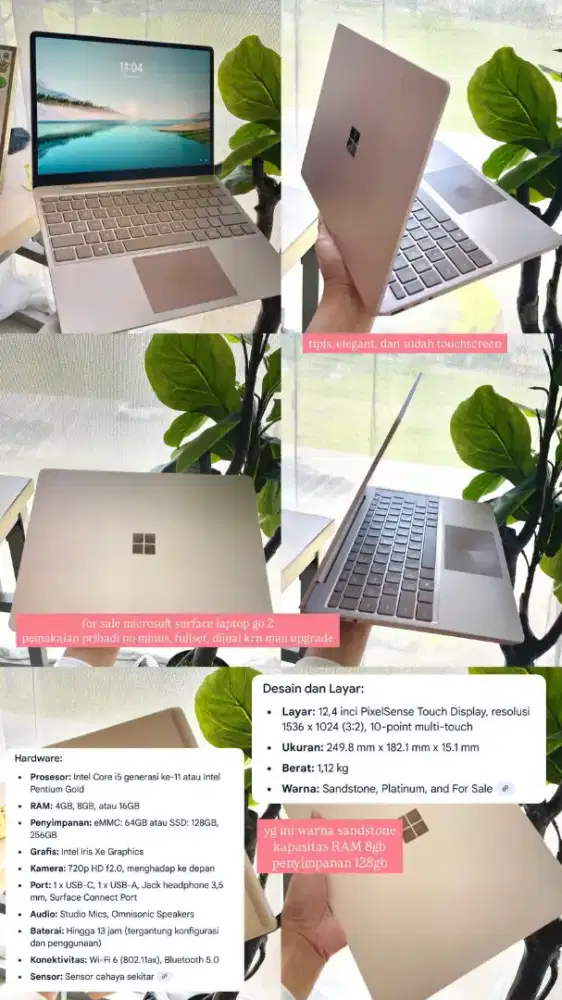 JUAL LAPTOP MICROSOFT SURFACE GO 2