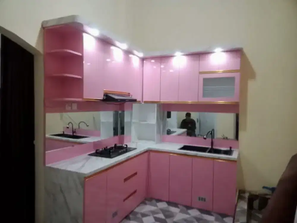KITCHEN SET MINIMALIS WARNA PINK