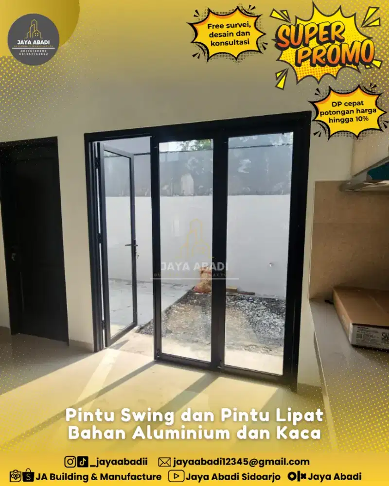 Pintu Lipat dan Swing Aluminium Kaca