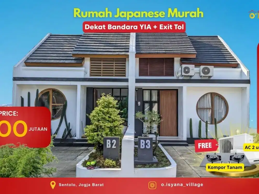 Rumah di Jogja Barat 20 Menit ke Kota Ala Jepang Ada Taman Bermain Sentolo Kulonprogo Bonus Ac