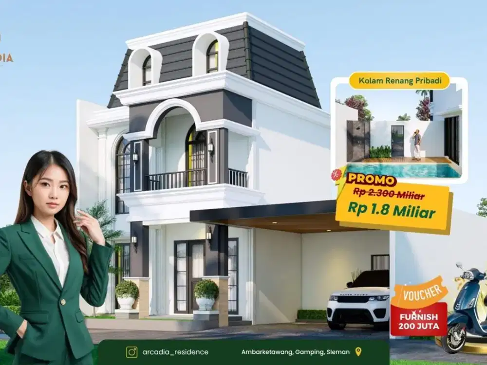 Dijual Rumah Mewah 3 Lantai di Sleman Jogja Gamping kolam renang pribadi