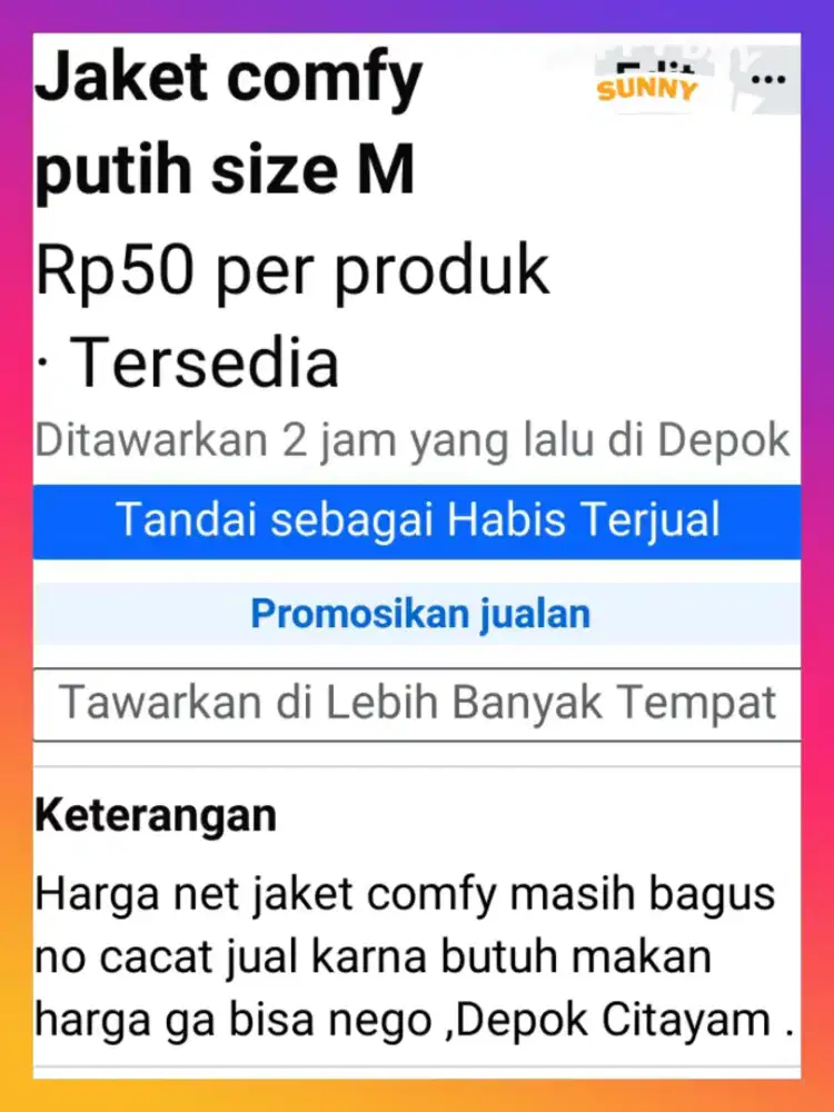 Jaket comfy size M fit to L