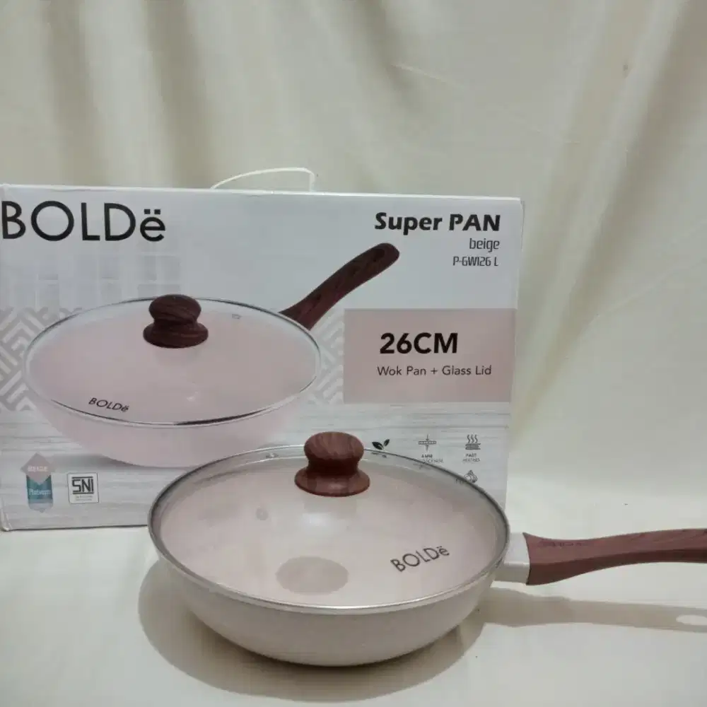 Work Pan BOLDE | Ganite Pan | Panci Wajan Anti Lengket Tutup Kaca