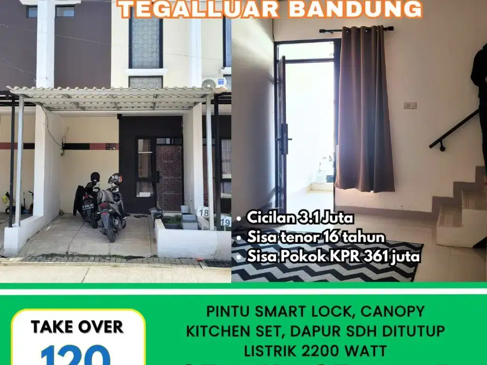 Take Over rumah 2LT di Cluster Ciwastra  10mnt ke Mall Summarecon Bandung