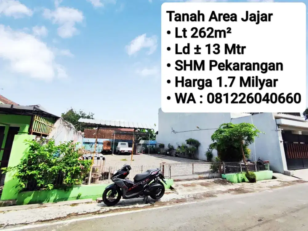 Jual Tanah Area Jajar, Dekat Manahan, Siap Bangun 50 Meter Ke Jalan Raya