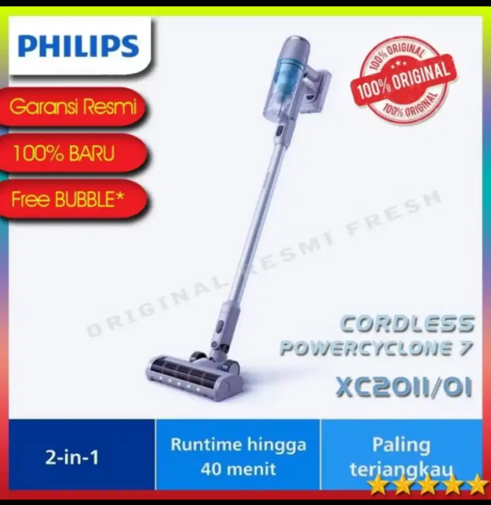 PHILIPS XC2011/01 CORDLESS STICK VACUUM CLEANER 2000 SERIES COTTONBLUE