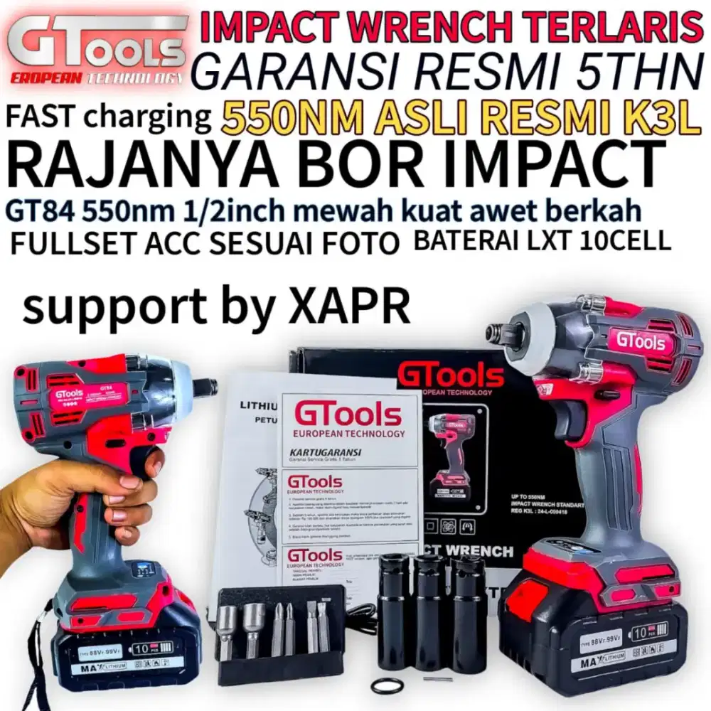 GTOOLS impact wrench GT84 550nm baterai 88v standart accecoris 10cell