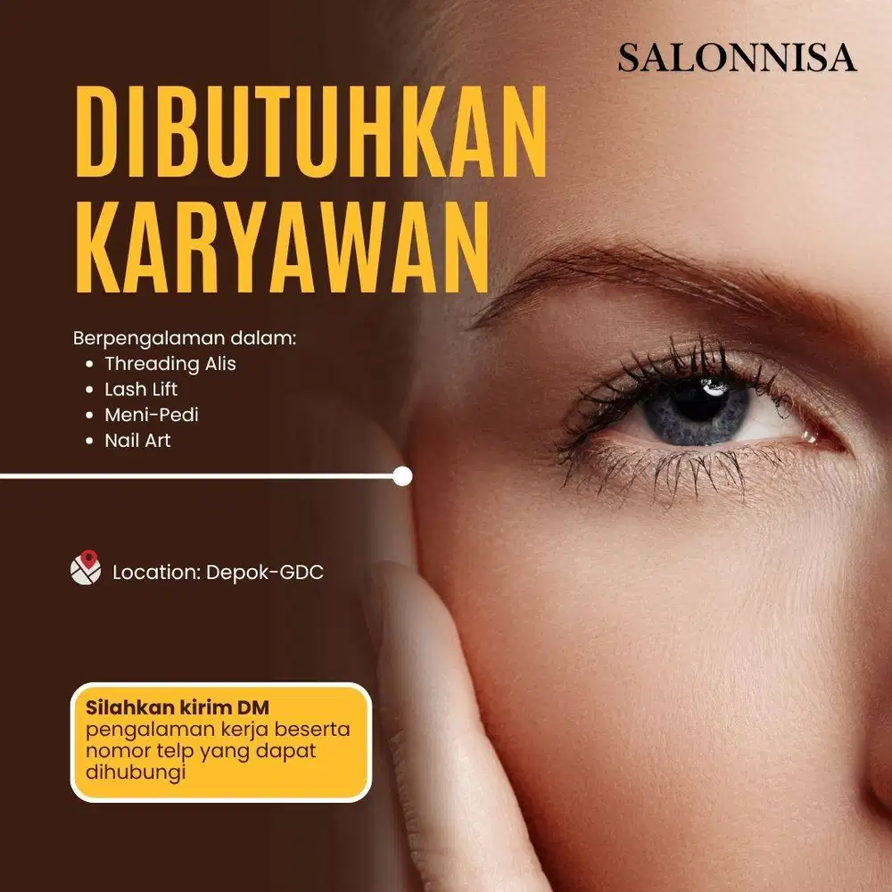 Dibutuhkan karyawan/ terapis untuk salon kecantikan