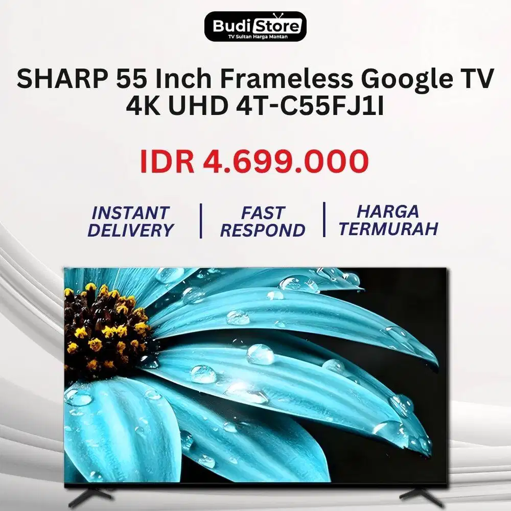 SHARP 55 Inch Frameless Google TV 4K UHD 4T-C55FJ1I