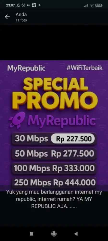 Promo pemasangan internet myrepublic