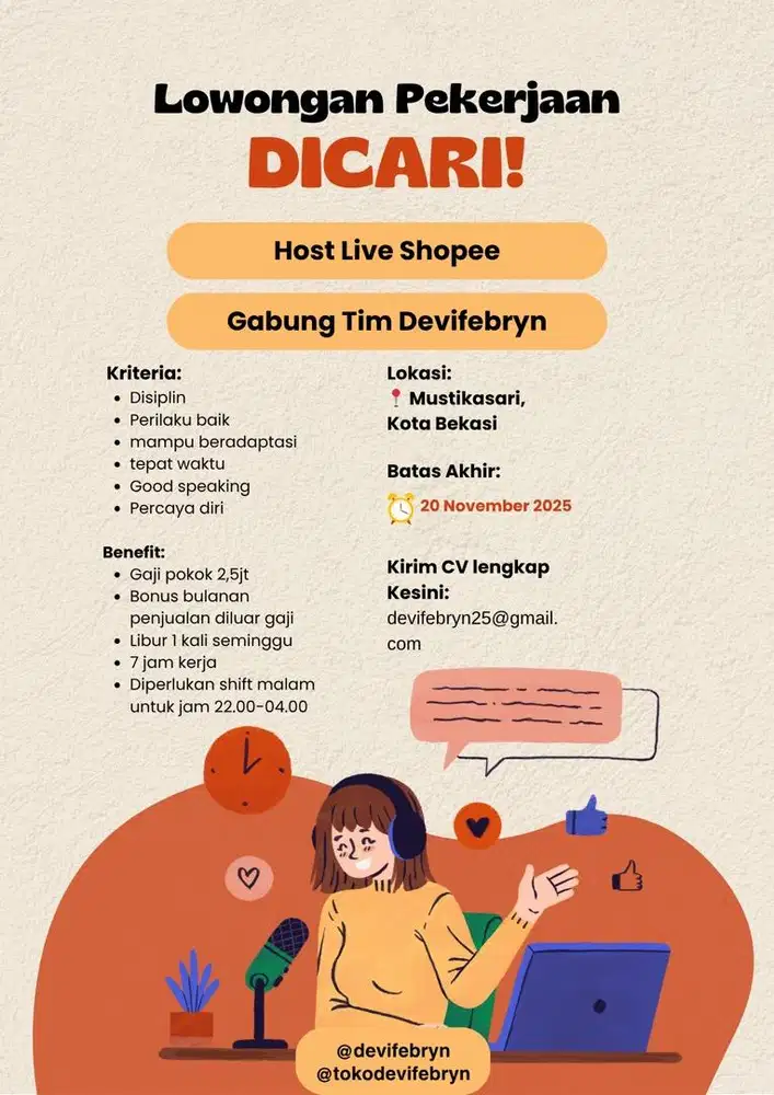 LOWONGAN HOST LIVE STREAMING