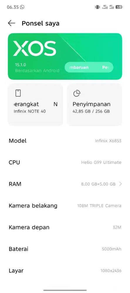 Di jual HP infinik not 40
