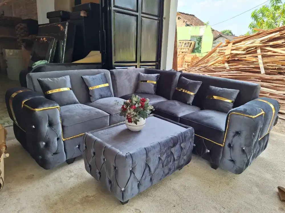 Sofa L minimalis smoke