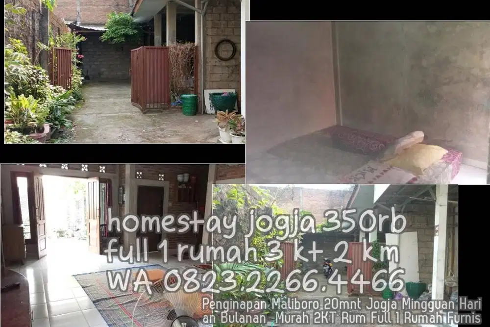 Penginapan Maliboro 20mnt Jogja Mingguan Harian Bulanan  Murah 2KT Rum