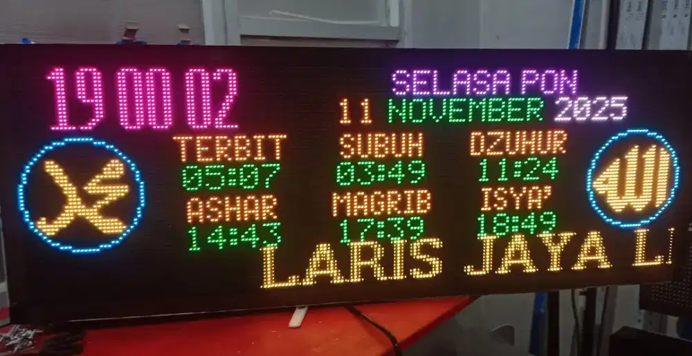 LED running text jadwal sholat masjid Baru