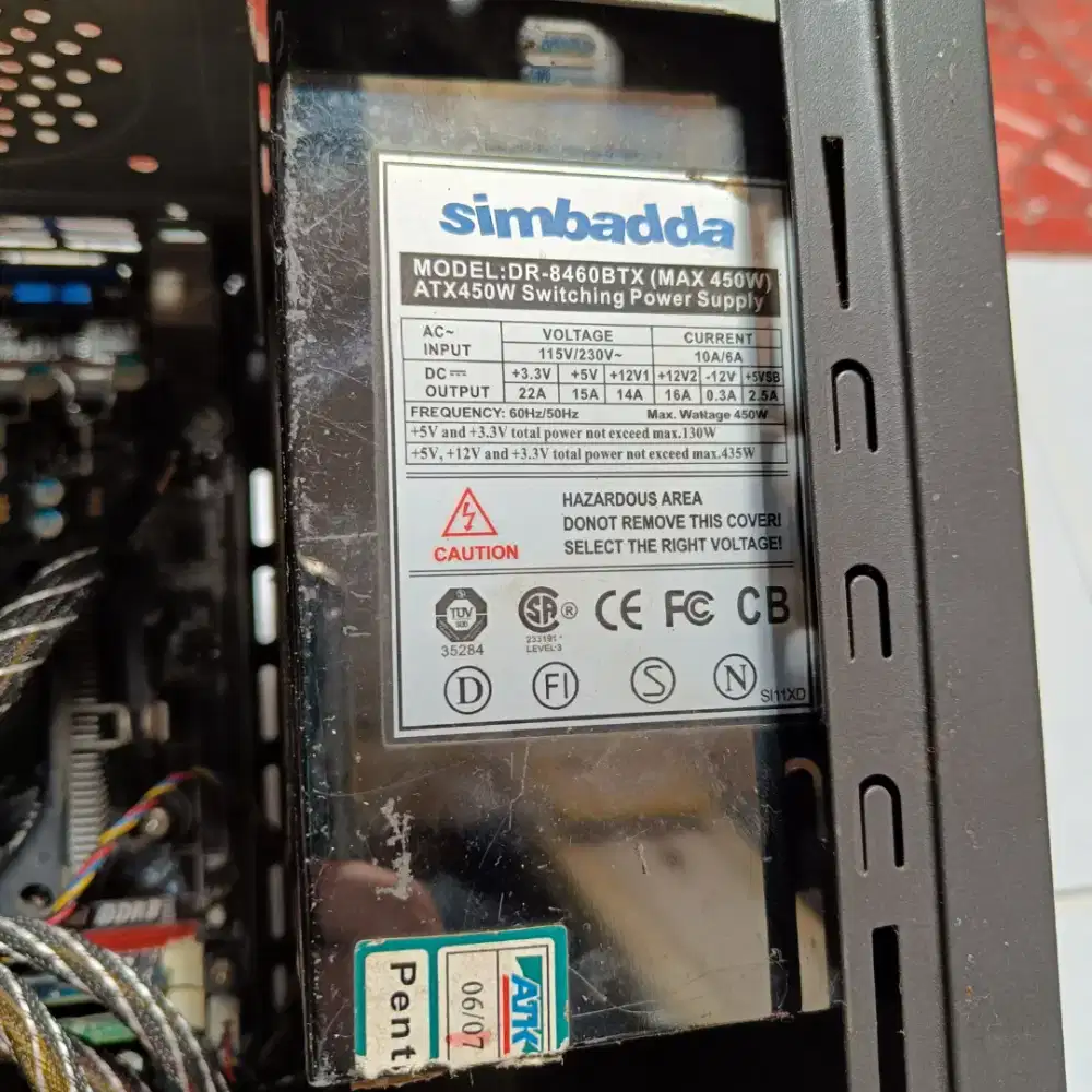 Power Supply Simbadda Bekas, 450W. (Tidak di tes)
