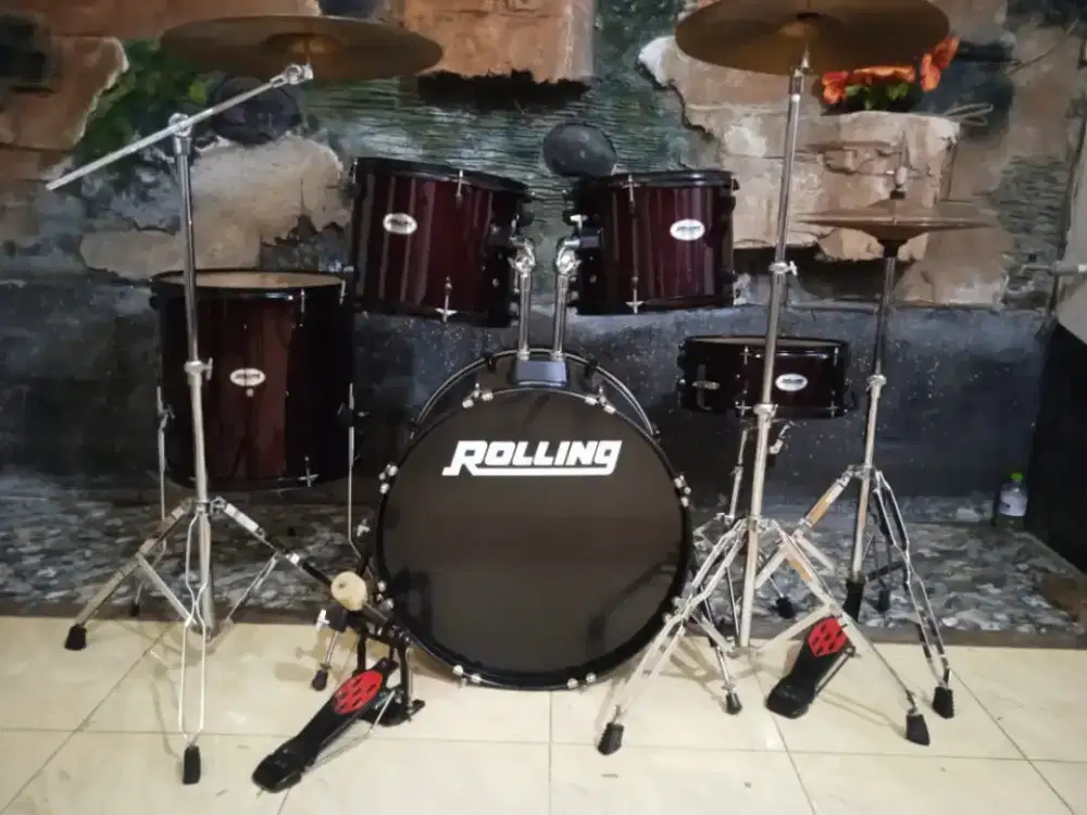 Drum Rolling JB1026 merah hati, plus simbal