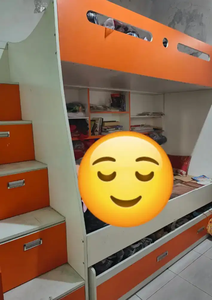 Ranjang Anak 2in1 Ada Laci & Rak Multiplek Tebal