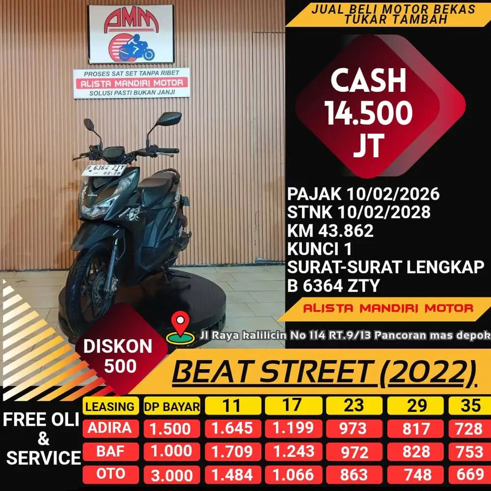 BEAT STREET 2022 DP 1 JT PAJAK HIDUP CC 0% KREDIVO TOKPED SPAYLETTER