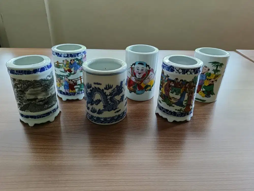 JUAL 6 POT KERAMIK VINTAGE ASLI TIONGKOK