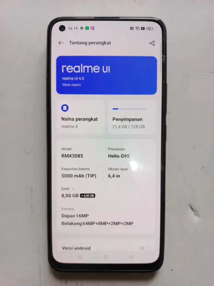 REALME 8 8/128 NFC Bekas