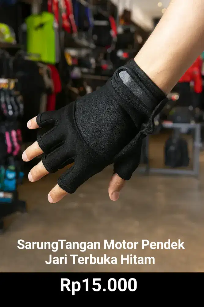 Sarung Tangan Motor Pendek Jari Terbuka Hitam