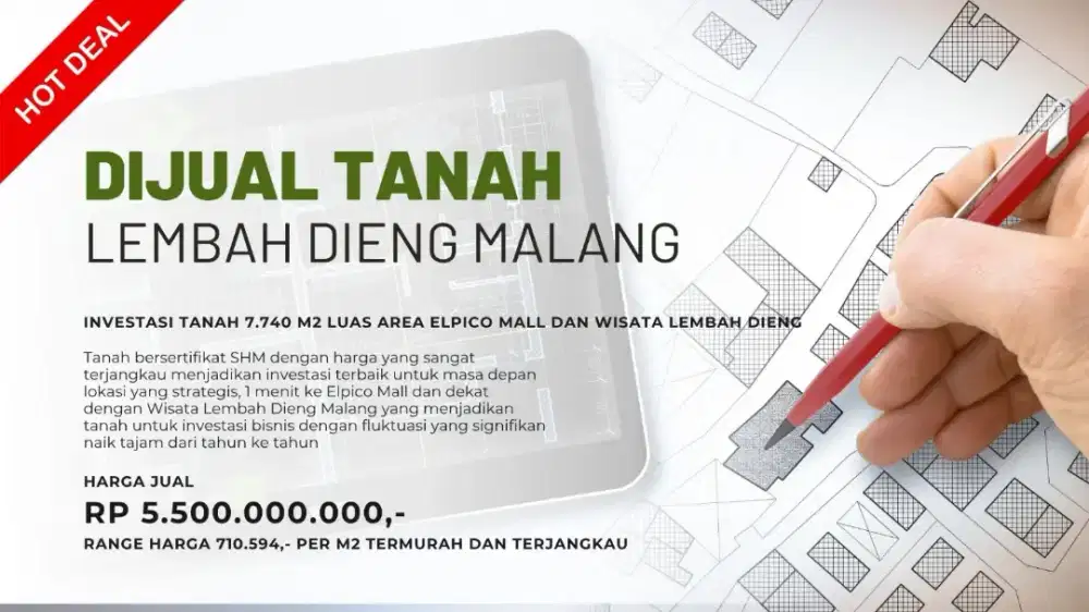 Dijual Tanah Dieng Malang SHM Luas 7.747 m2