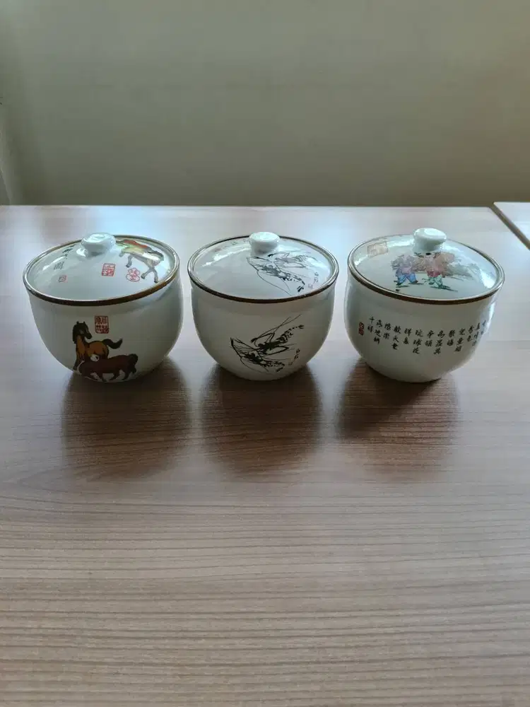 JUAL 3 SET MANGKOK KERAMIK VINTAGE ASLI TIONGKOK