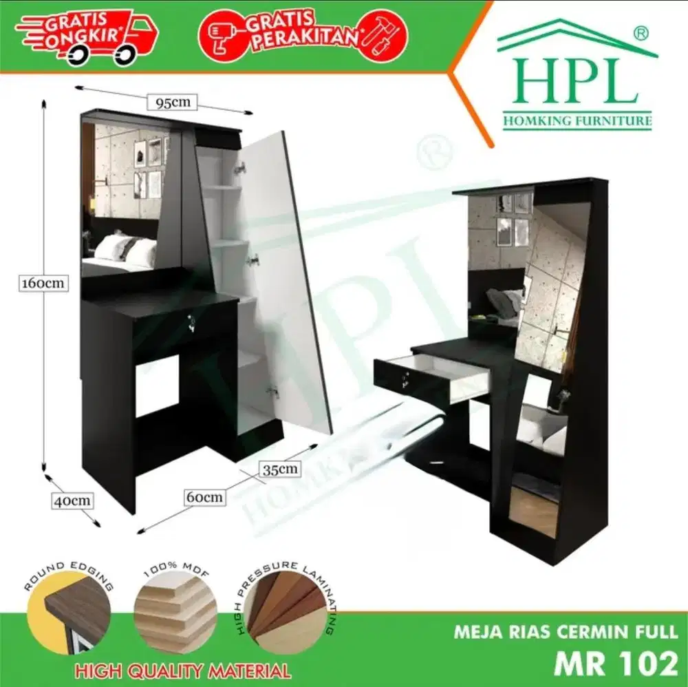 MEJA RIAS CERMIN dan FULL BADAN - Mordern dan Berkualitas