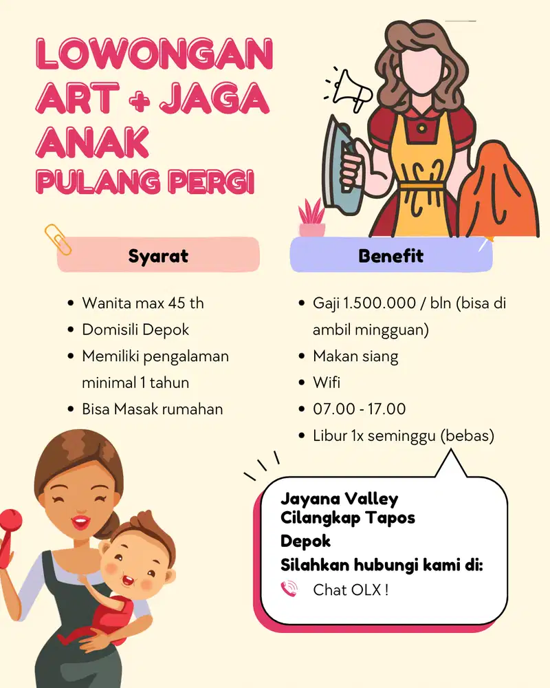 PEMBANTU RUMAH TANGGA + JAGA ANAK