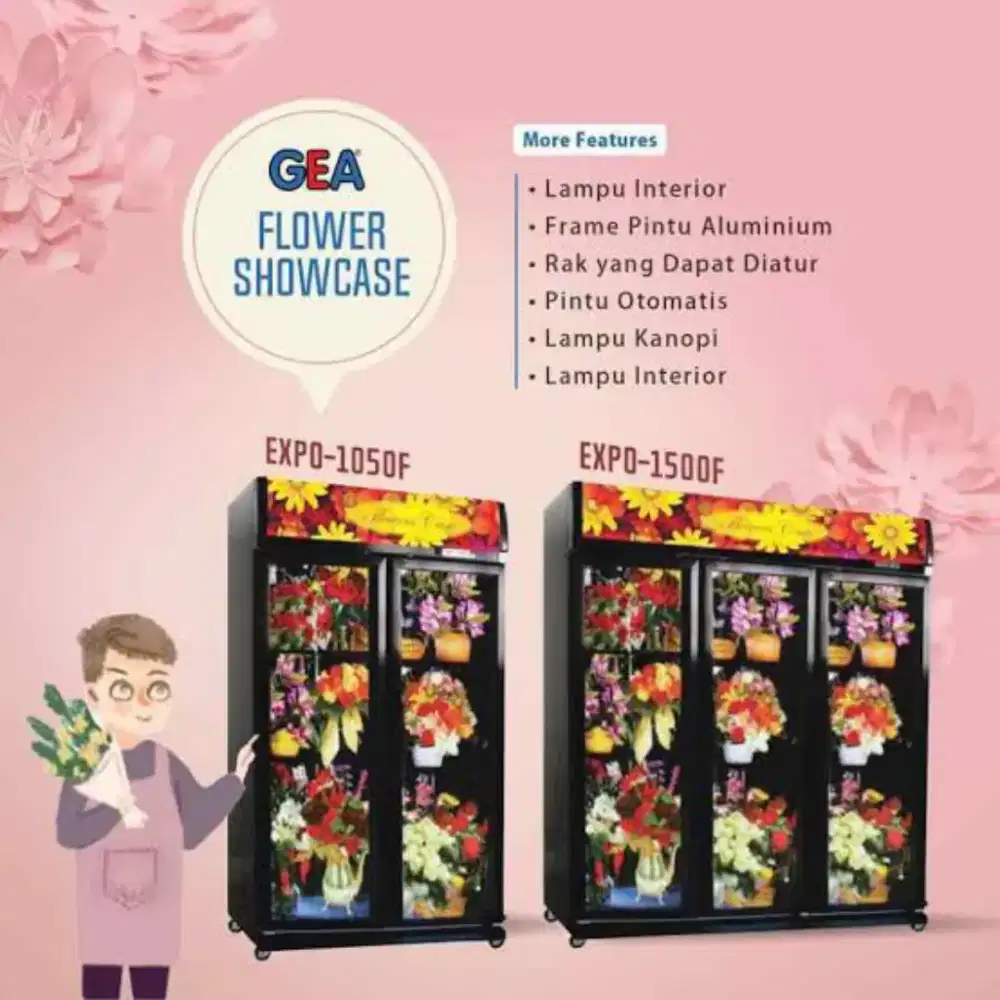 Showcase Flower 2 pintu dan 3 pintu
