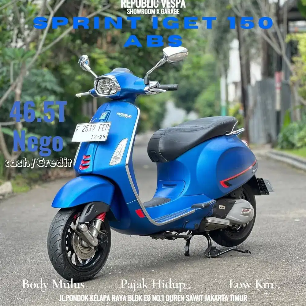 Jual cepat Piaggio Vespa Sprint 150 IGET ABS LED tahun 2019 warna Biru
