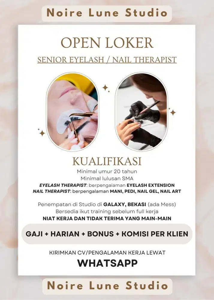 Loker Senior Eyelash Therapist / Nailist Lowongan Kerja Bekasi
