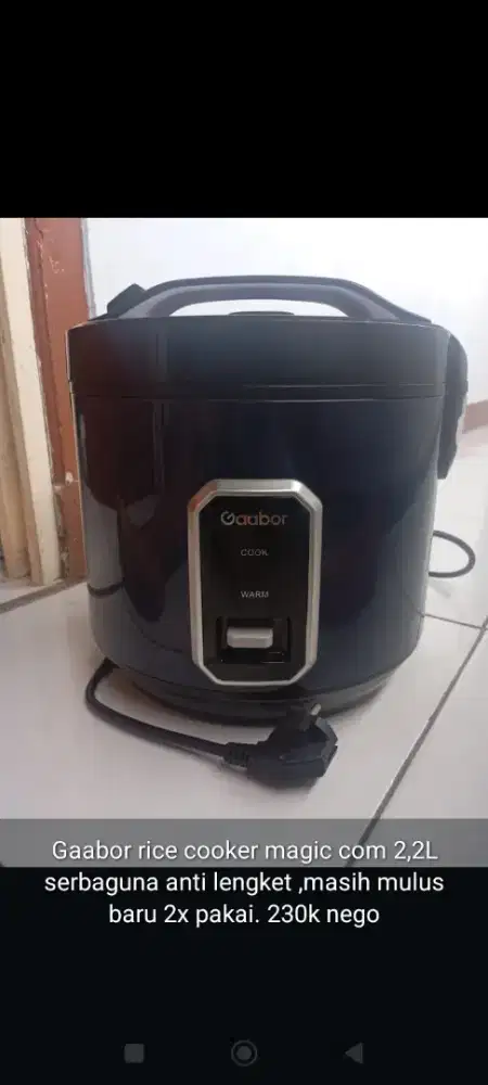 Baapor rice cooker 2,2L mulus. Baru 2 kali pakai