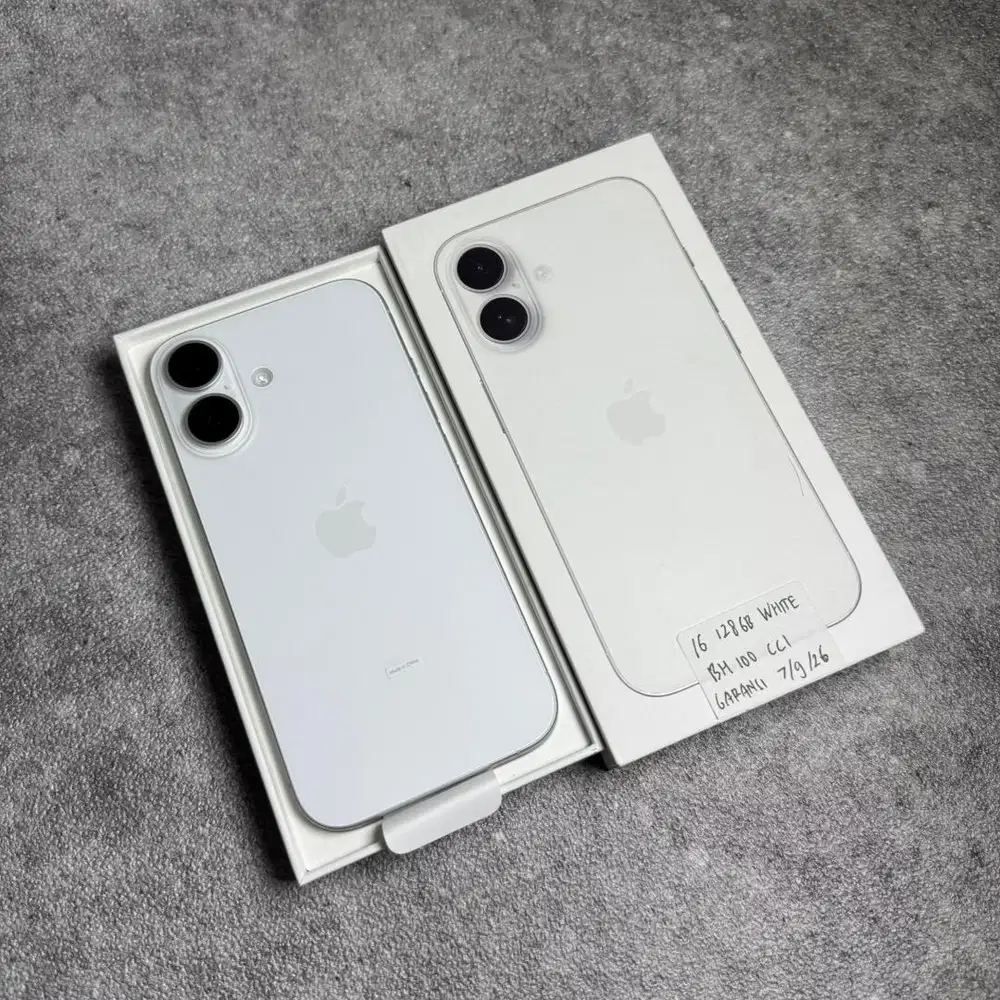 Iphone 16 128GB White Garansi 07/09/2026 BH 100 CC 1 Ibox